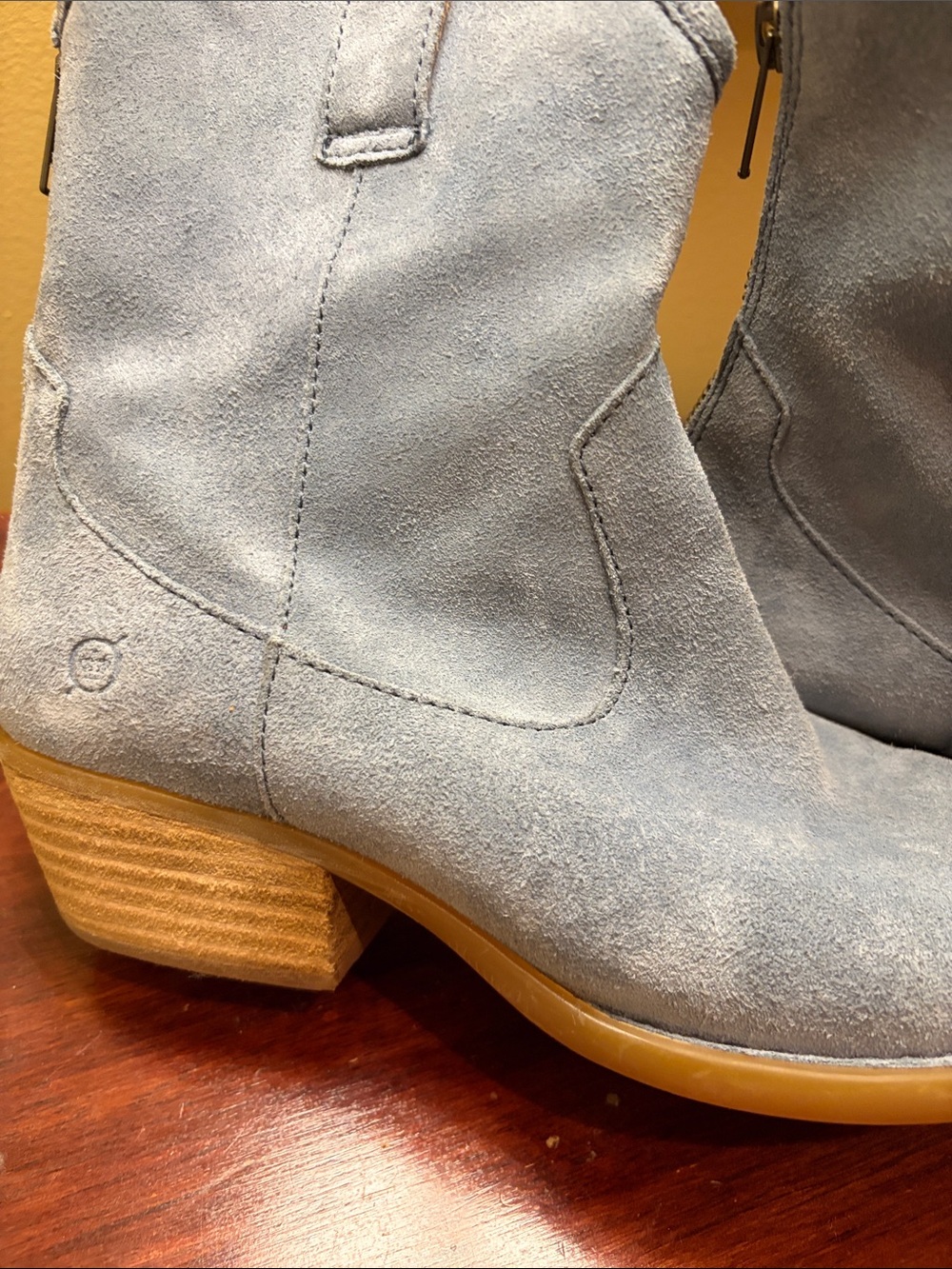 Born Light Blue Suede Western Ankle Boots - Picture 9 of 17